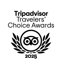 Tripadvisor Travelers' Choice Awards 2025 logo with owl and laurel leaves.